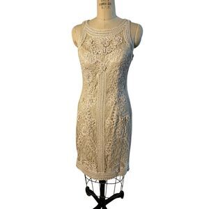 Sue Wong Nocturne Ivory Lace Dress‎ Size 10 EUC Designer